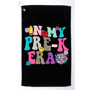 In My Prek Era Back To School Retro Groovy Preschool Platinum Collection Golf Towel