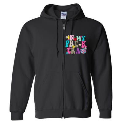 In My Prek Era Back To School Retro Groovy Preschool Full Zip Hoodie