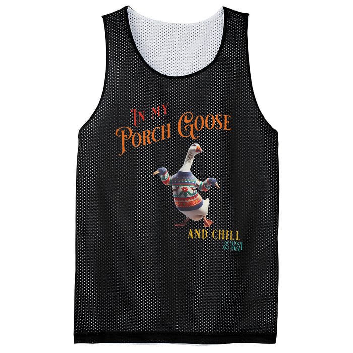 In My Porch Goose And Chill Era Funny Mesh Reversible Basketball Jersey Tank