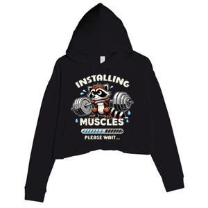 Installing Muscle Please Wait Crop Fleece Hoodie