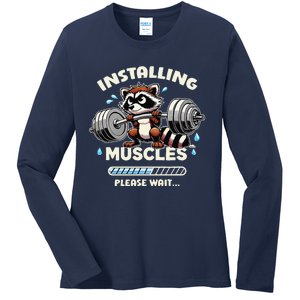 Installing Muscle Please Wait Ladies Long Sleeve Shirt