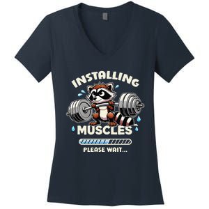 Installing Muscle Please Wait Women's V-Neck T-Shirt