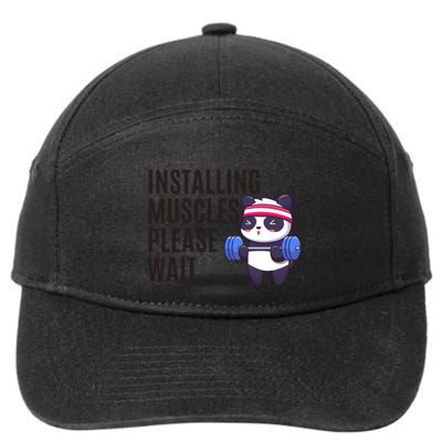 Installing Muscles Please Wait Panda Gym 7-Panel Snapback Hat