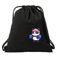 Installing Muscles Please Wait Panda Gym Drawstring Bag