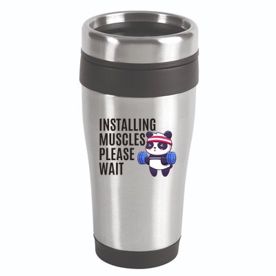 Installing Muscles Please Wait Panda Gym 16oz Travel Tumbler
