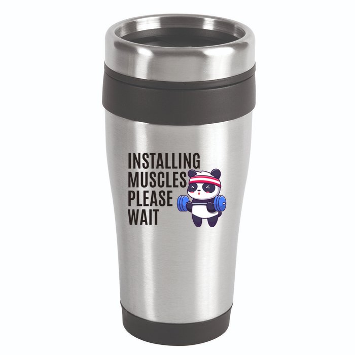 Installing Muscles Please Wait Panda Gym 16oz Travel Tumbler