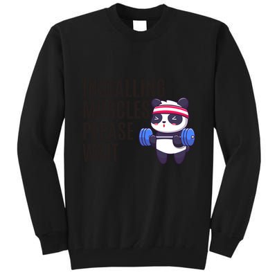 Installing Muscles Please Wait Panda Gym Tall Sweatshirt