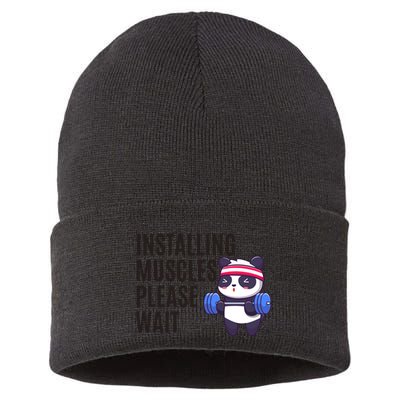 Installing Muscles Please Wait Panda Gym Sustainable Knit Beanie