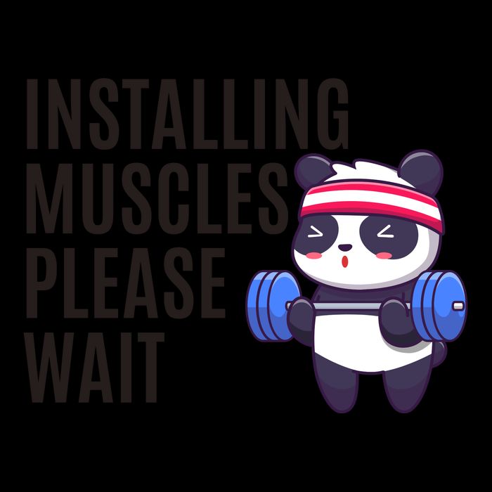 Installing Muscles Please Wait Panda Gym Pom Pom 12in Knit Beanie