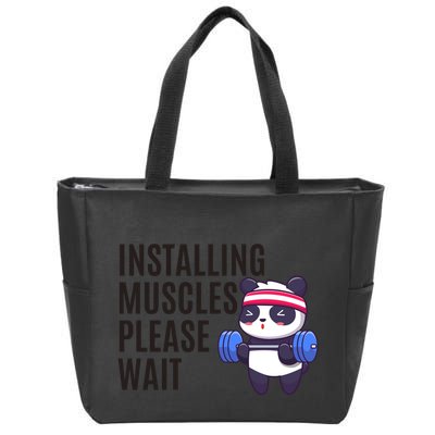 Installing Muscles Please Wait Panda Gym Zip Tote Bag