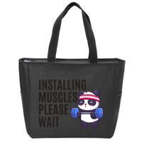 Installing Muscles Please Wait Panda Gym Zip Tote Bag