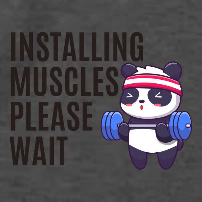 Installing Muscles Please Wait Panda Gym Vector Backpack