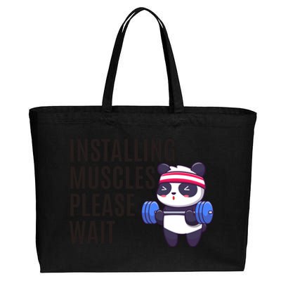 Installing Muscles Please Wait Panda Gym Cotton Canvas Jumbo Tote