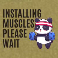 Installing Muscles Please Wait Panda Gym Garment-Dyed Women's Muscle Tee