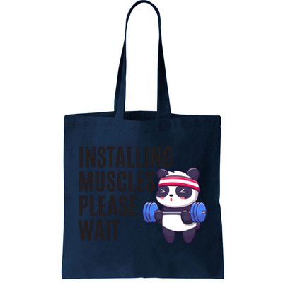 Installing Muscles Please Wait Panda Gym Tote Bag