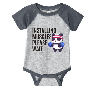 Installing Muscles Please Wait Panda Gym Infant Baby Jersey Bodysuit