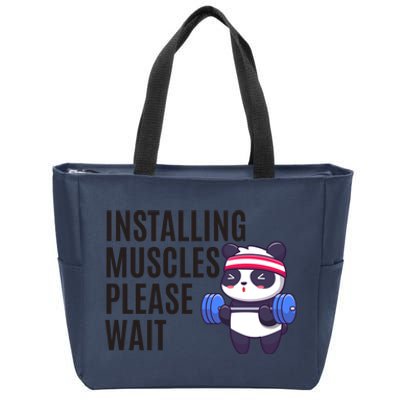 Installing Muscles Please Wait Panda Gym Zip Tote Bag