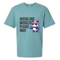 Installing Muscles Please Wait Panda Gym Sueded Cloud Jersey T-Shirt