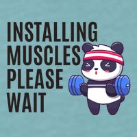 Installing Muscles Please Wait Panda Gym Sueded Cloud Jersey T-Shirt
