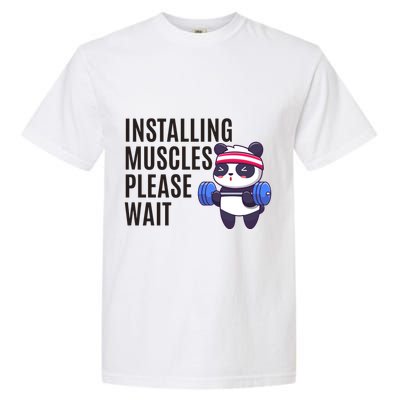 Installing Muscles Please Wait Panda Gym Garment-Dyed Heavyweight T-Shirt