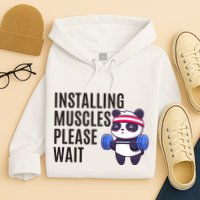 Installing Muscles Please Wait Panda Gym Hoodie
