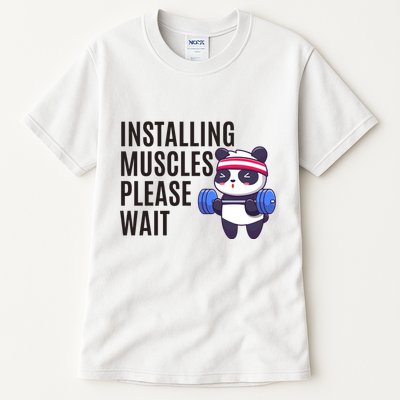 Installing Muscles Please Wait Panda Gym Tall T-Shirt