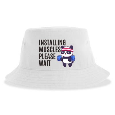 Installing Muscles Please Wait Panda Gym Sustainable Bucket Hat