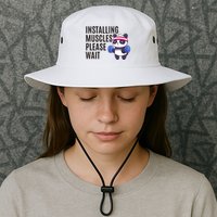 Installing Muscles Please Wait Panda Gym Bucket Hat
