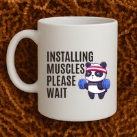 Installing Muscles Please Wait Panda Gym Mug