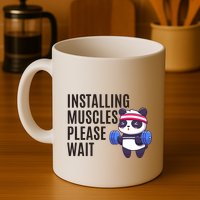 Installing Muscles Please Wait Panda Gym Mug