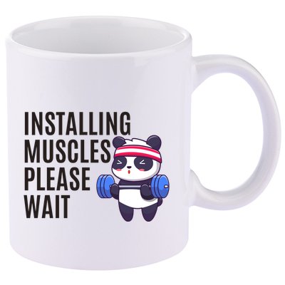 Installing Muscles Please Wait Panda Gym 11oz C Handle Ceramic Mug