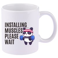 Installing Muscles Please Wait Panda Gym 11oz C Handle Ceramic Mug