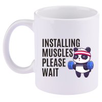 Installing Muscles Please Wait Panda Gym 11oz C Handle Ceramic Mug