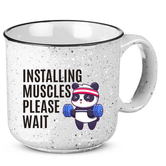 Installing Muscles Please Wait Panda Gym 15oz Campfire Ceramic Mug