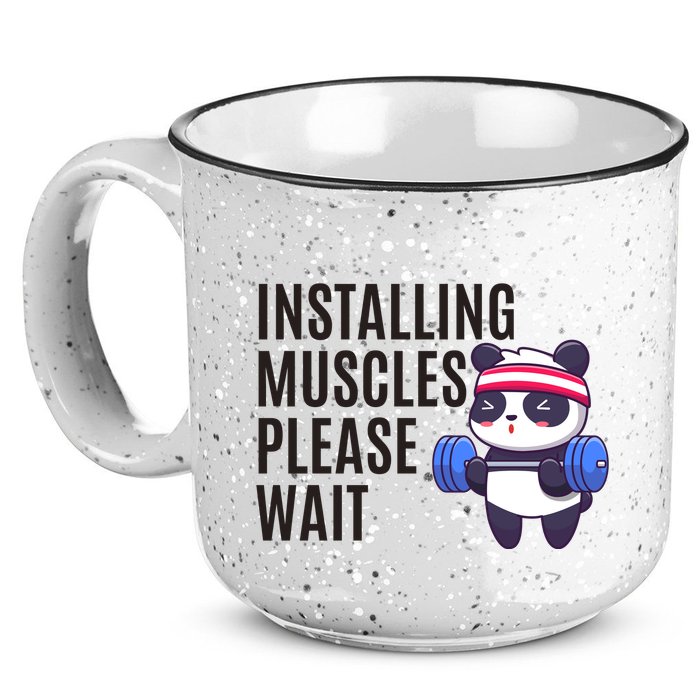 Installing Muscles Please Wait Panda Gym 15oz Campfire Ceramic Mug