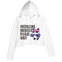 Installing Muscles Please Wait Panda Gym Crop Fleece Hoodie