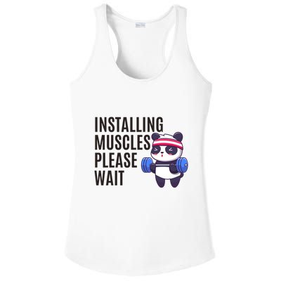 Installing Muscles Please Wait Panda Gym Ladies PosiCharge Competitor Racerback Tank