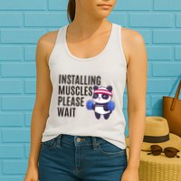Installing Muscles Please Wait Panda Gym Womens Tank Top