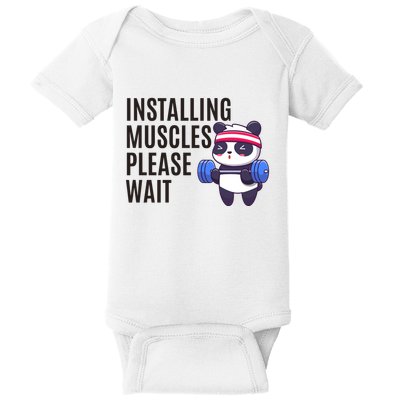 Installing Muscles Please Wait Panda Gym Baby Bodysuit