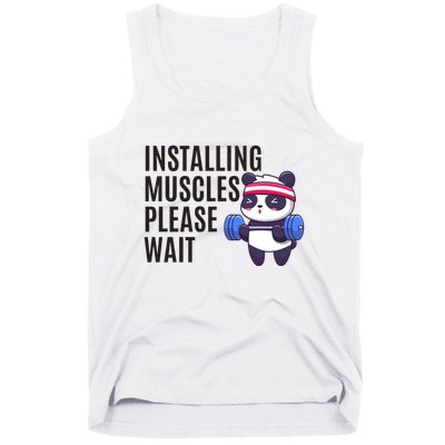 Installing Muscles Please Wait Panda Gym Tank Top