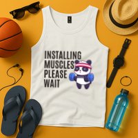 Installing Muscles Please Wait Panda Gym Tank Top