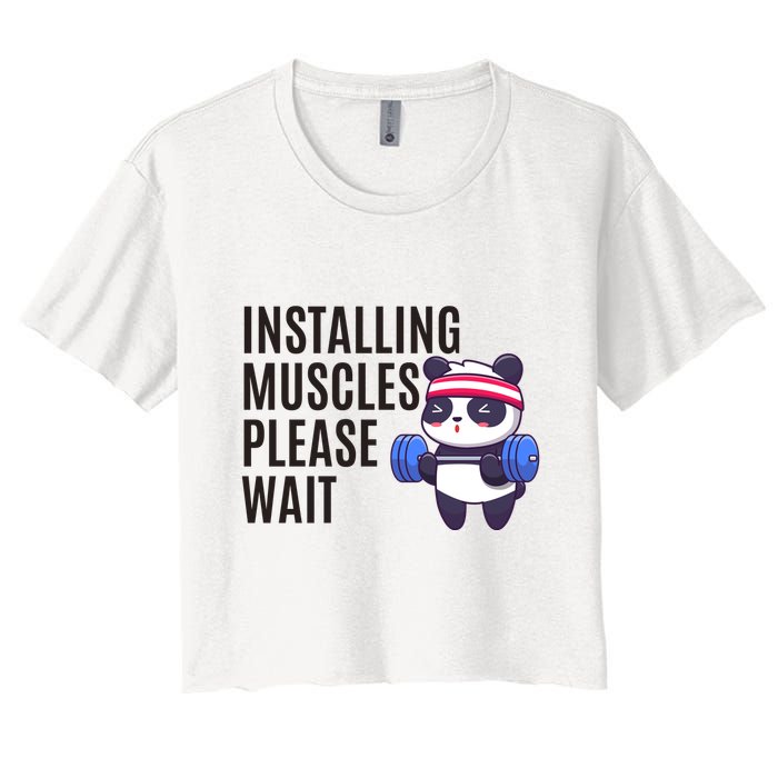 Installing Muscles Please Wait Panda Gym Crop Top