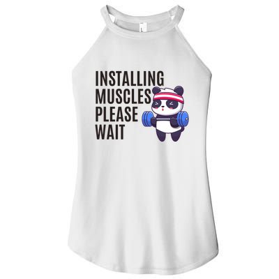 Installing Muscles Please Wait Panda Gym Women's Perfect Tri Rocker Tank