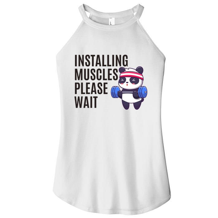 Installing Muscles Please Wait Panda Gym Women's Perfect Tri Rocker Tank