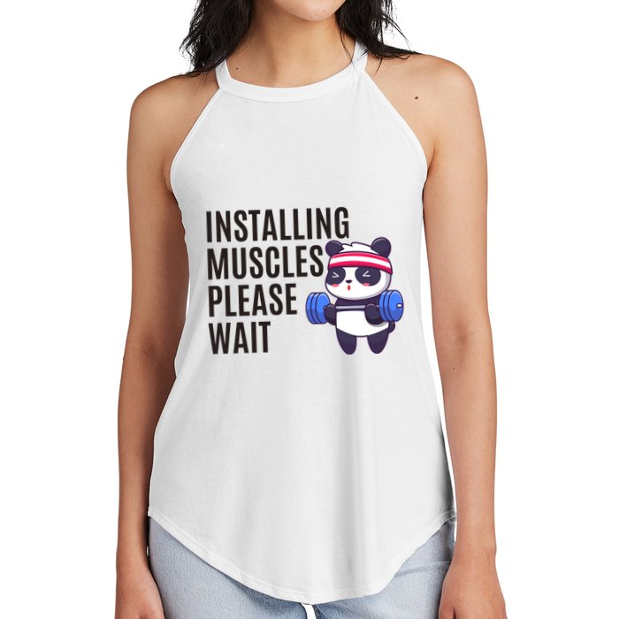 Installing Muscles Please Wait Panda Gym Women's Perfect Tri Rocker Tank