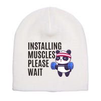 Installing Muscles Please Wait Panda Gym Short Acrylic Beanie