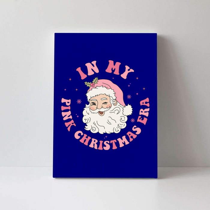 In My Pink Christmas Era Xmas Groovy Santa Holiday Gift Canvas