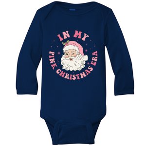 In My Pink Christmas Era Xmas Groovy Santa Holiday Gift Baby Long Sleeve Bodysuit