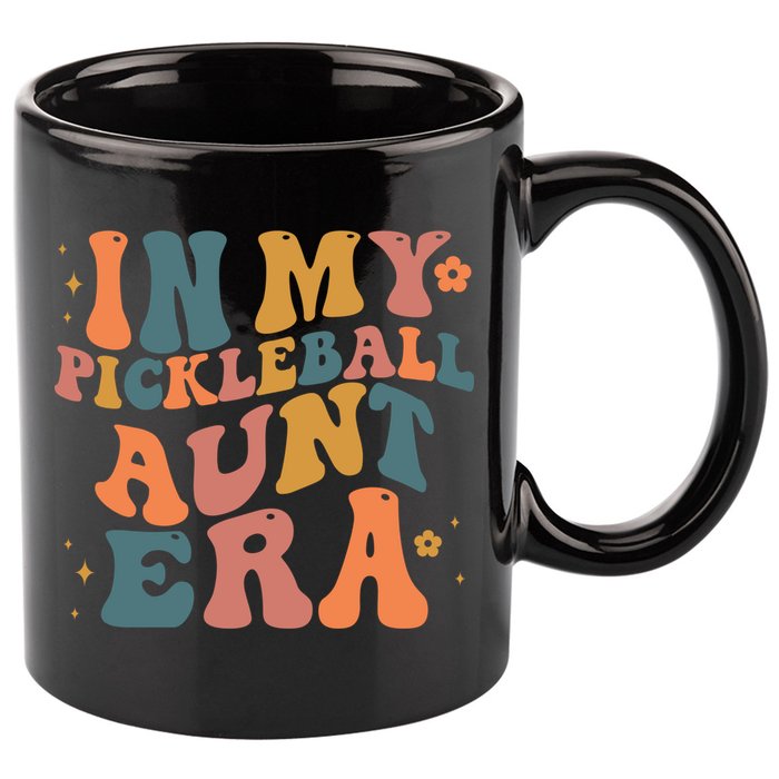 In My Pickleball Aunt Era Funny Groovy S Gift 11oz C Handle Ceramic Mug
