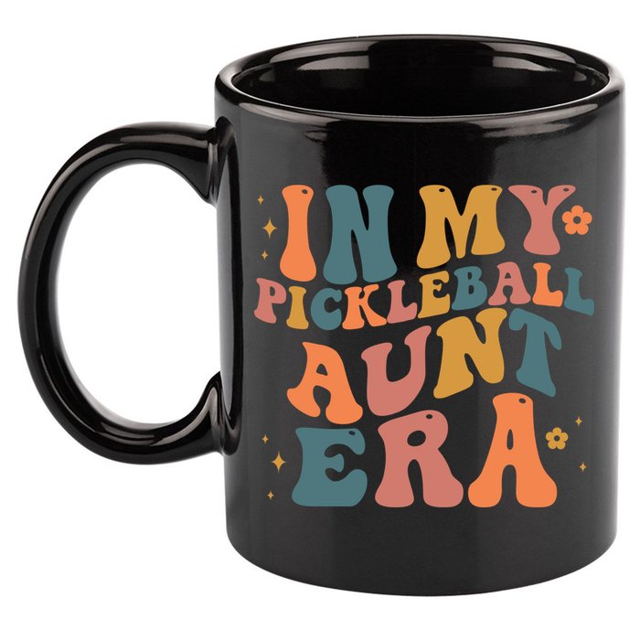 In My Pickleball Aunt Era Funny Groovy S Gift 11oz C Handle Ceramic Mug